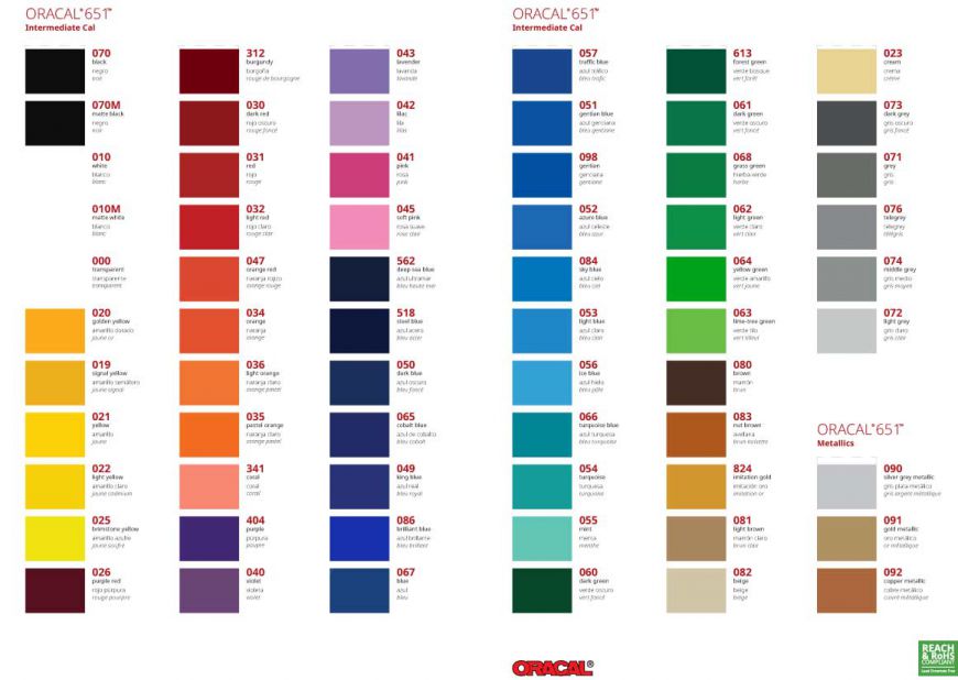Oracal Vinyl Color Chart Oracal 651 Vinyl 12 quot x5 Ft Roll Adhesive